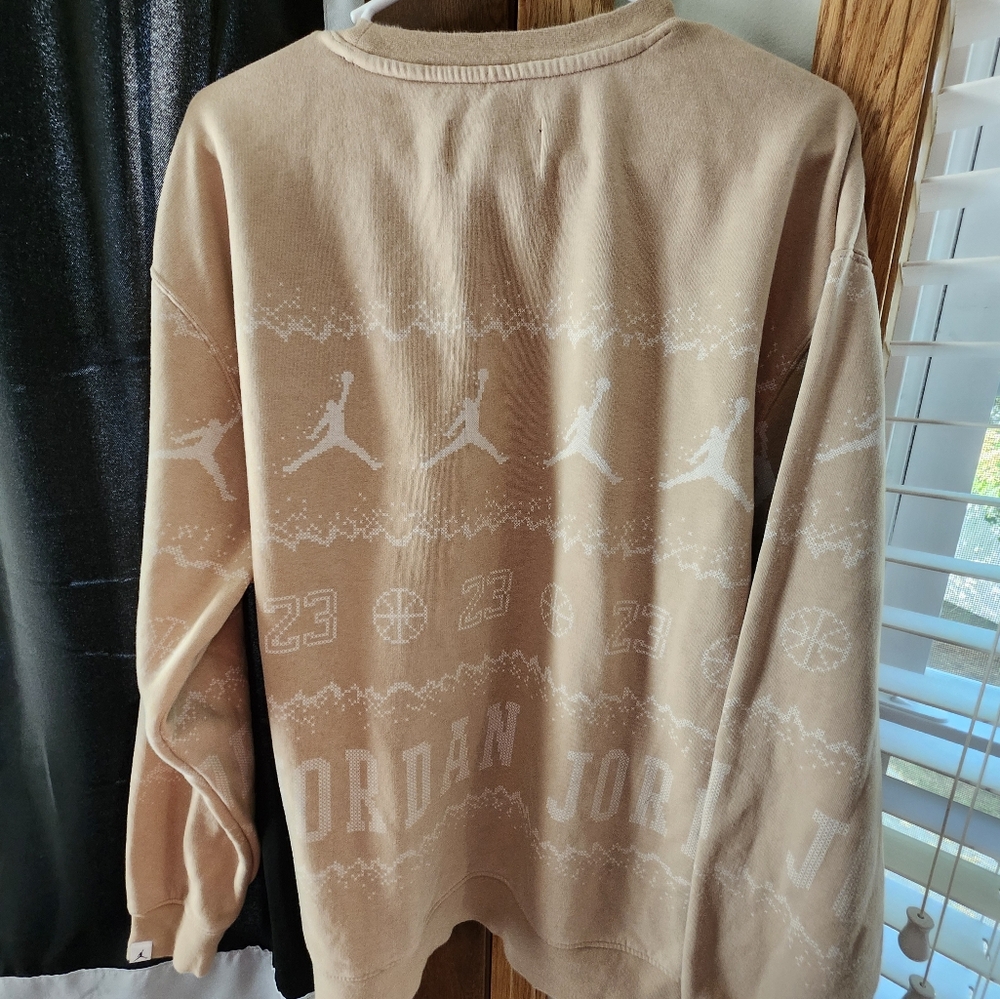 Jordan Tan Crewneck Sweater with Subtle Jumpman Pattern